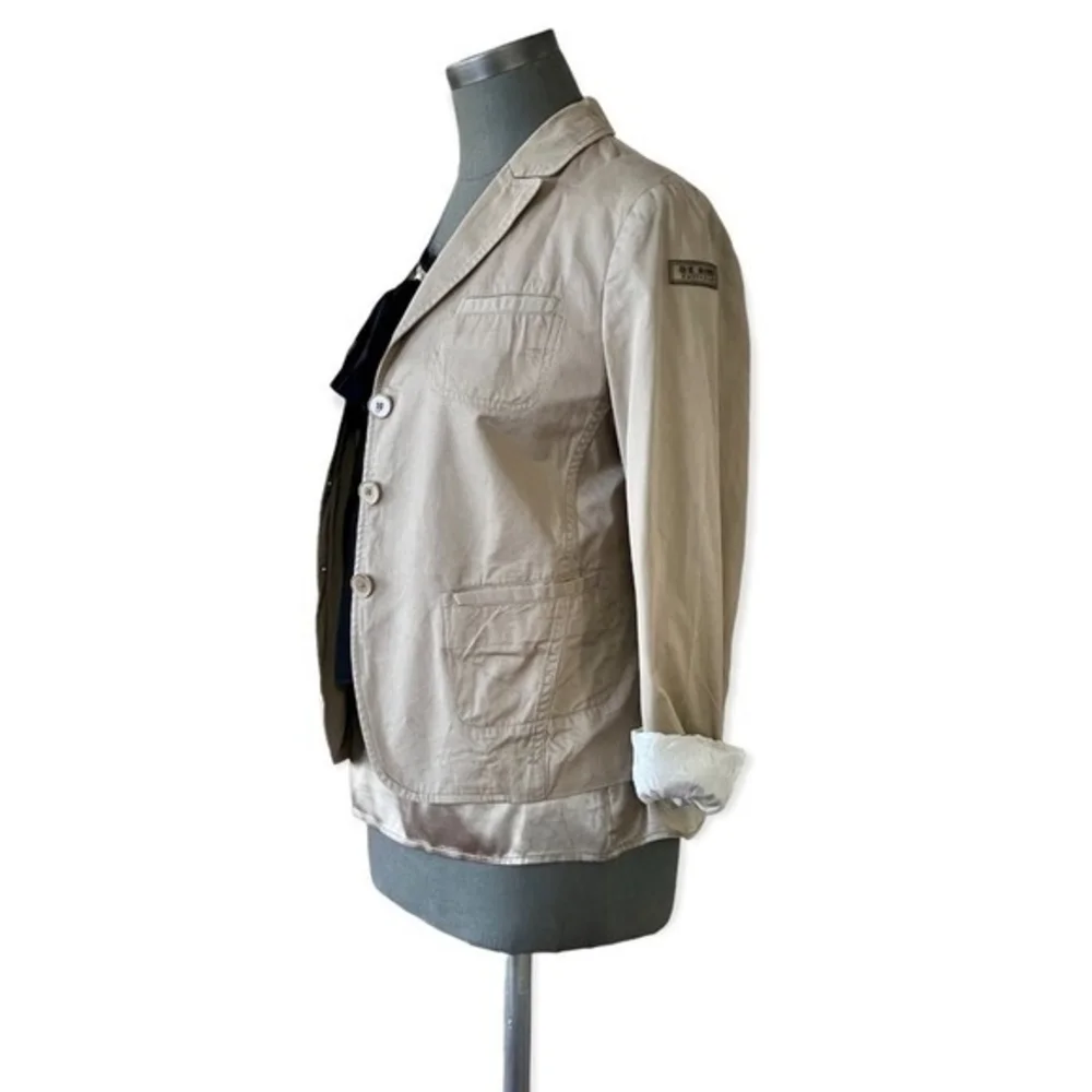 Calvin Klein Women's Tan Cotton Long Sleeve Blazer M (40-42) 3 Button Lined G+